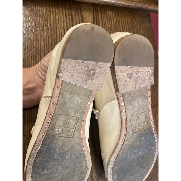 FRYE Pointed Toe Ivory Cream Leather Cap Toe Oxford Shoe Size 7 M - Picture 9 of 12